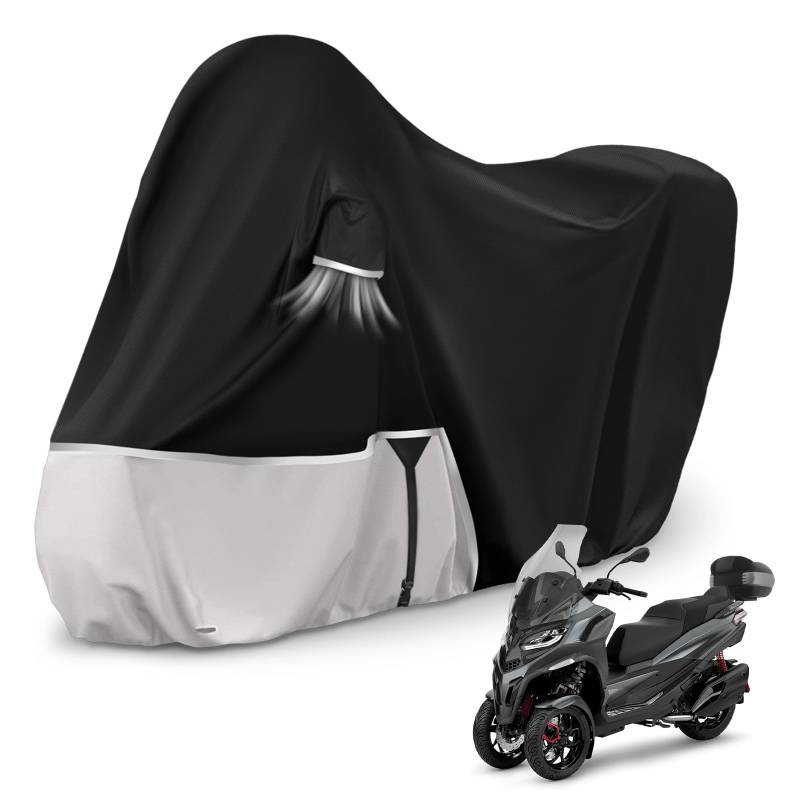 Motorradabdeckung Outdoor passend für Piaggio mp3 400/500 (Mit Kofferraum), Wasserdicht Winterfest Motorrad Abdeckplane Abdeckung 420D Oxford-Stoff Motorrad Abdeckung Plane von Kistrba