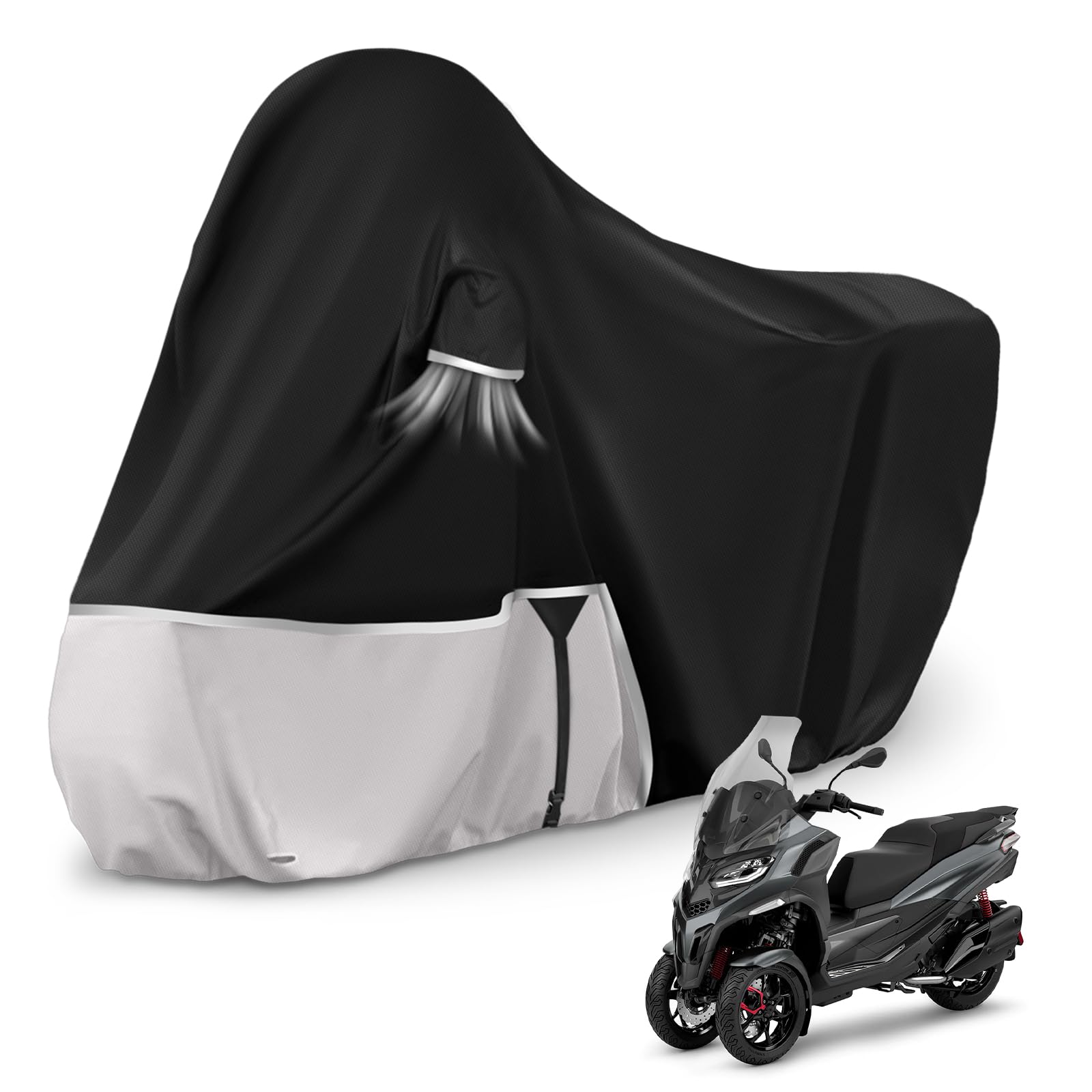 Motorradabdeckung Outdoor passend für Piaggio mp3 400/500 (Ohne Kofferraum), Wasserdicht Winterfest Motorrad Abdeckplane Abdeckung 420D Oxford-Stoff Motorrad Abdeckung Plane von Kistrba