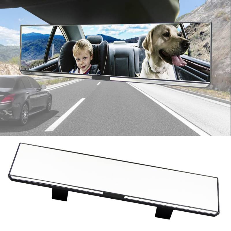 Kitbest Rückspiegel, 30 cm Weitwinkel Rückspiegel Clip auf Auto Spiegel, flacher Panorama Spiegel zur Beseitigung des toten Winkels effektiv für Autos, SUVs, LKWs (30 cm L x 7,9 cm H) von Kitbest