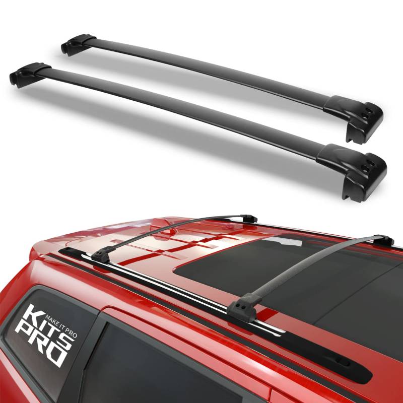 KitsPro 118,9 kg Dachträger-Querstangen für Jeep Grand Cherokee 2011–2021 (nur passend für werkseitig gerillte Seitenschienen), Mattschwarz, robuste Aluminium-Querstange von KitsPro