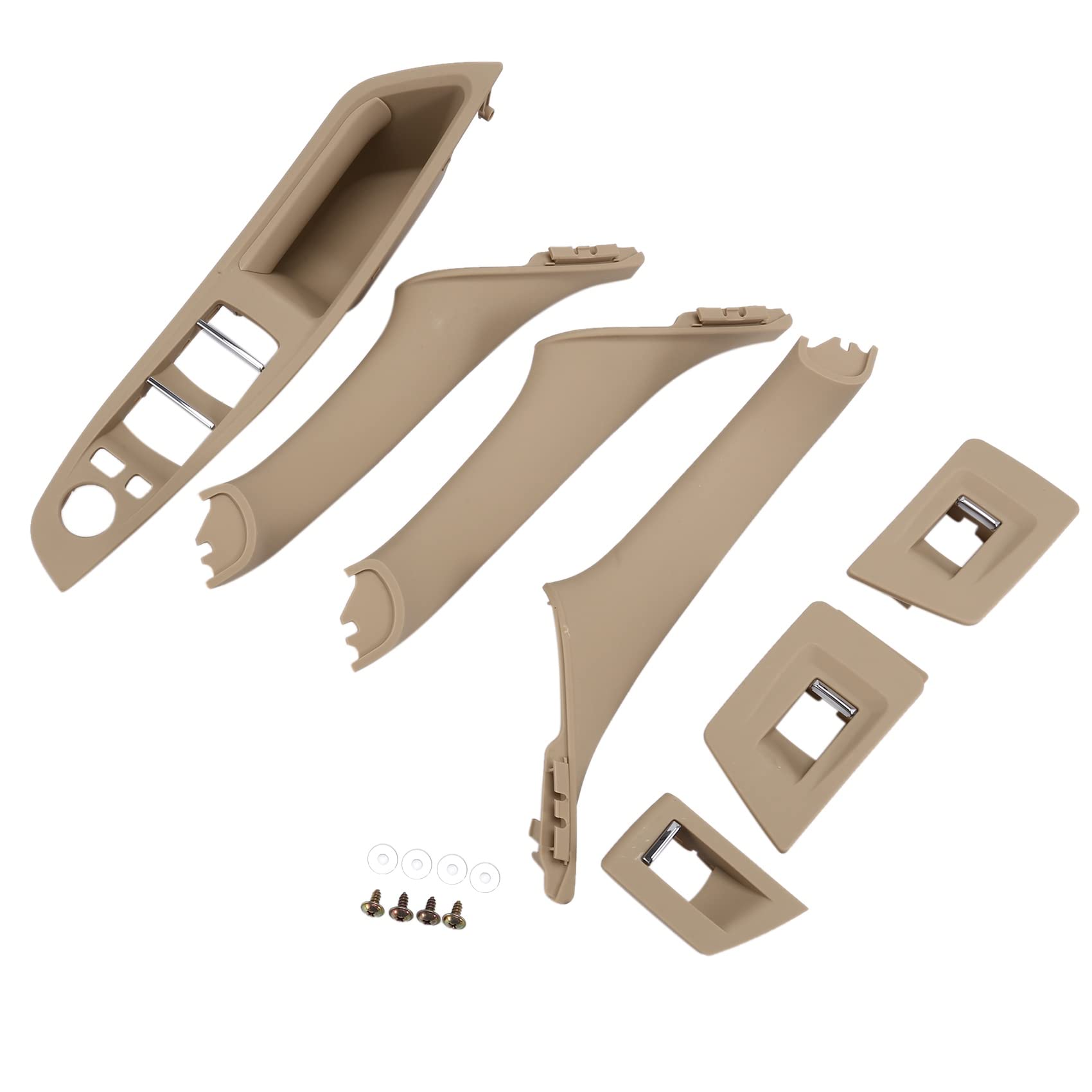 Kivvlbzeq 7 STÜCKE Auto Innen TüRgriff Armlehne Panel Pull Trim Cover Set 5141-7225-875 für 5Er F11/F10/F18 Beige von Kivvlbzeq