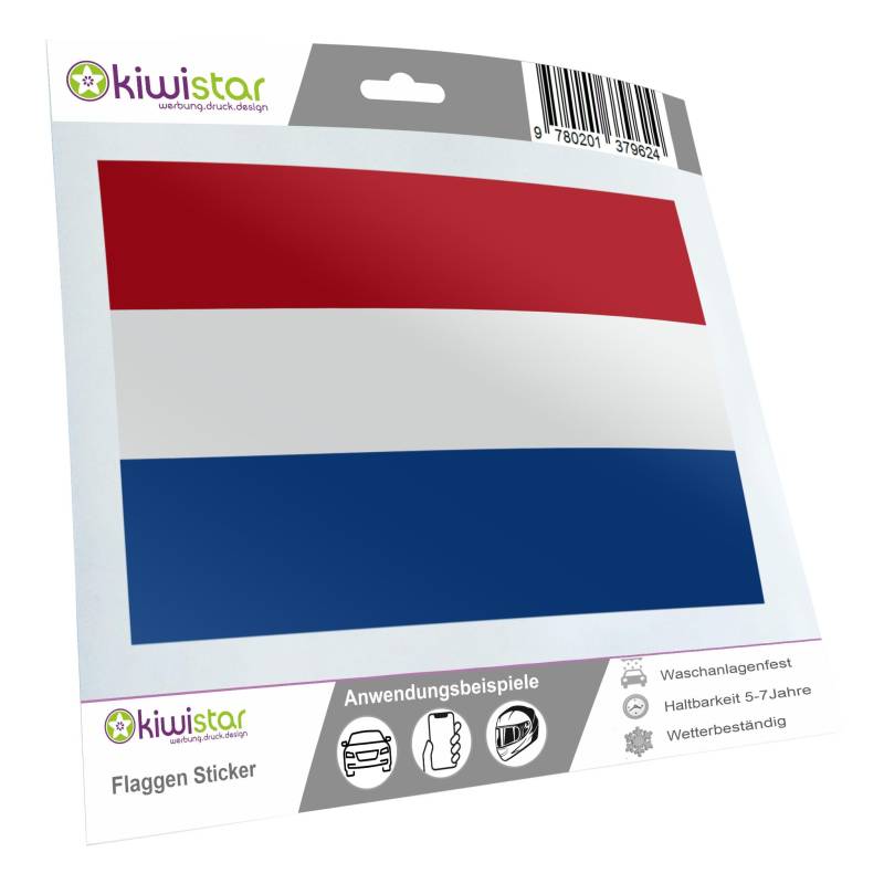 Kiwistar - Autoaufkleber Sticker Fahne Flagge Aufkleber 10cm Niederlande Flagge Länder Wappen Fahne Sticker Kennzeichen - Auto - Fahrrad - LKW von Kiwistar