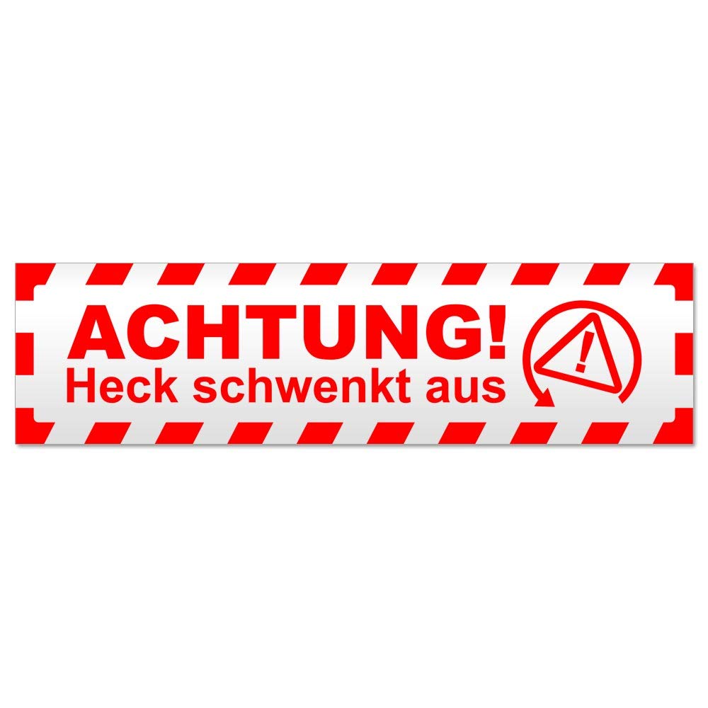 Kiwistar Achtung Heck schwenkt gestreift Magnetschild Schild magnetisch - 20cm Rot - Magnetfolie für Auto PKW Kfz von Kiwistar