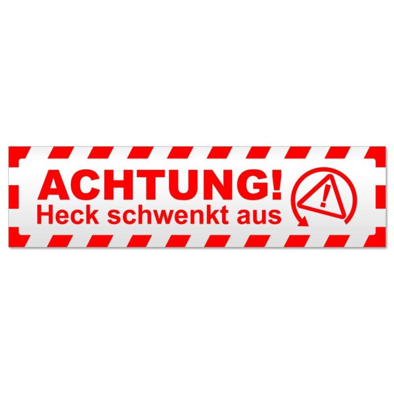 Kiwistar Achtung Heck schwenkt gestreift Magnetschild Schild magnetisch - 20cm Rot - Magnetfolie für Auto PKW Kfz von Kiwistar