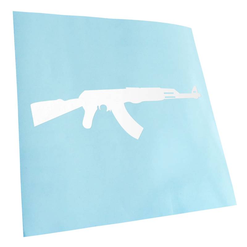 Kiwistar - Autoaufkleber - Weiß - 50x15cm AK 47 Kalaschnikow Aufkleber für Auto, Laptop, Fahrrad, LKW, Motorrad Mehrfarbig JDM Decal Racing von Kiwistar