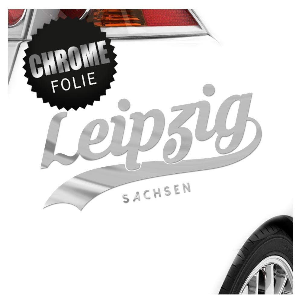 Kiwistar - Autoaufkleber - Leipzig Sachsen - Chrom - 20x9cm - Aufkleber für Auto, Laptop, Fahrrad, LKW, Motorrad mehrfarbig JDM Decal Racing von Kiwistar