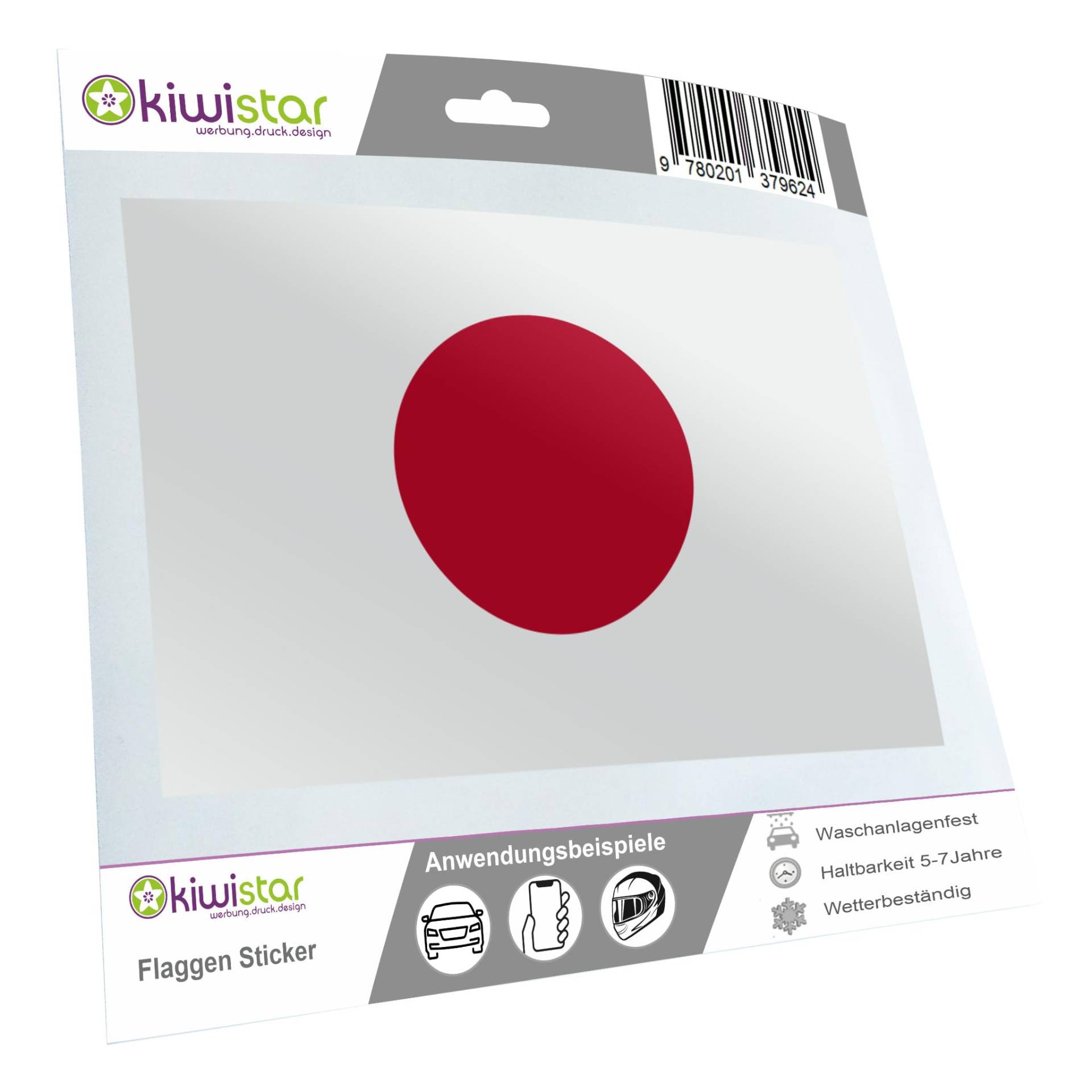 Kiwistar - Autoaufkleber Sticker Fahne Flagge Aufkleber 10cm Japan Flagge Länder Wappen Fahne Sticker Kennzeichen - Auto - Fahrrad - LKW von Kiwistar