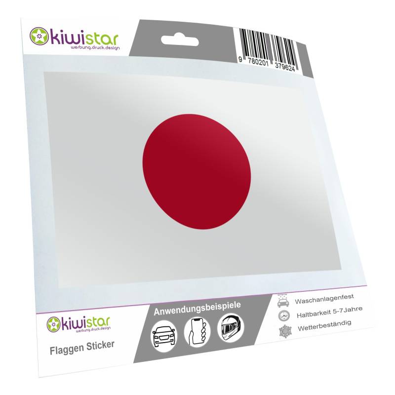 Kiwistar - Autoaufkleber Sticker Fahne Flagge Aufkleber 15cm Japan Flagge Länder Wappen Fahne Sticker Kennzeichen - Auto - Fahrrad - LKW von Kiwistar