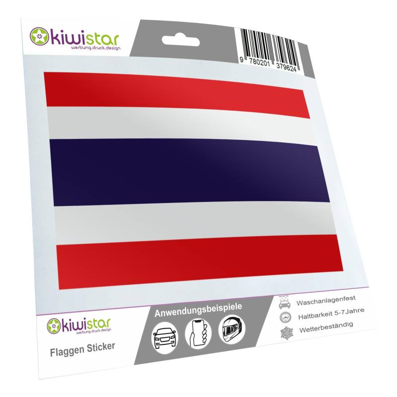 Kiwistar - Autoaufkleber Sticker Fahne Flagge Aufkleber 15cm Thailand Flagge Länder Wappen Fahne Sticker Kennzeichen - Auto - Fahrrad - LKW von Kiwistar