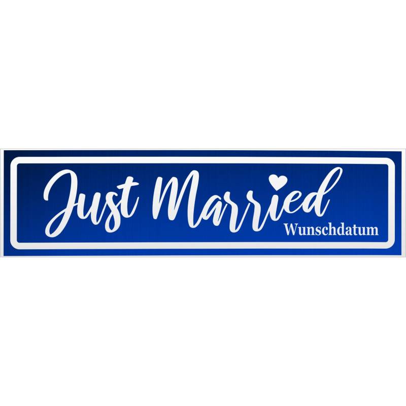 Kiwistar Just Married Wunschdatum V2 invertiert Magnetschild Schild magnetisch - 60cm Blau - reflektierend - Magnetfolie für Auto PKW Kfz von Kiwistar