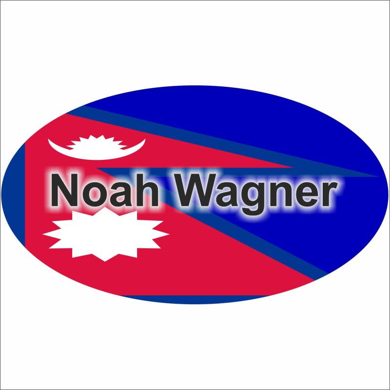 Kiwistar Klebeetiketten - Aufkleber - Fahne - Flagge - Nepal - 10x6,6 cm - mit Wunschtext - Name - personalisiert - Namensaufkleber - Autoaufkleber - Racing von Kiwistar