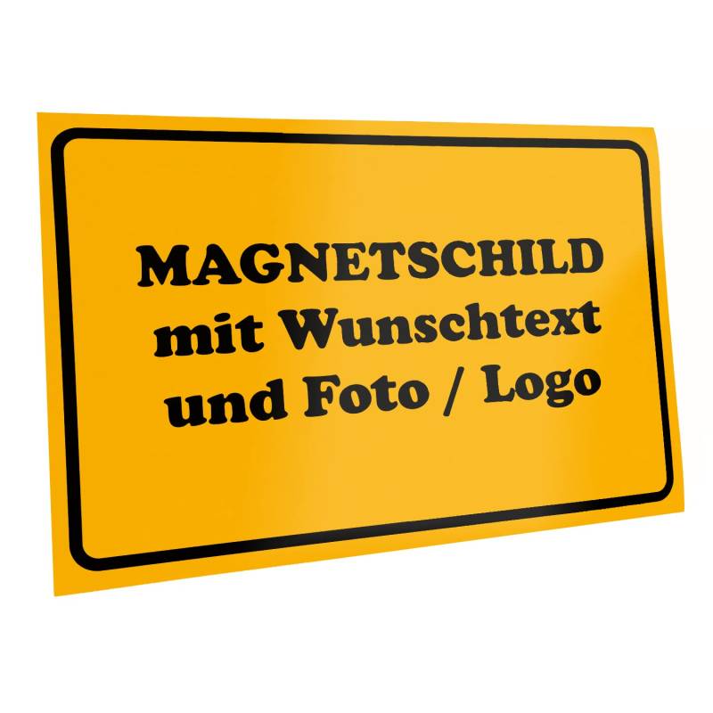 Kiwistar Magnetschild - mit Wunschtext und Foto individuell Bedruckt - Werbung für Firma Büro personalisiert für Auto, KfZ LKW (gelb, 40x20 cm) von Kiwistar