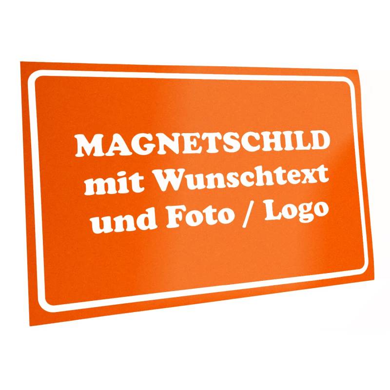 Kiwistar Magnetschild - mit Wunschtext und Foto individuell Bedruckt - Werbung für Firma Büro personalisiert für Auto, KfZ LKW (orange, 40x20 cm) von Kiwistar