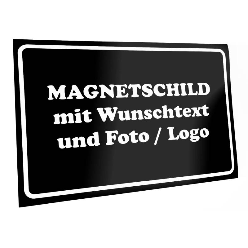 Kiwistar Magnetschild - mit Wunschtext und Foto individuell Bedruckt - Werbung für Firma Büro personalisiert für Auto, KfZ LKW (schwarz, 30x20 cm) von Kiwistar