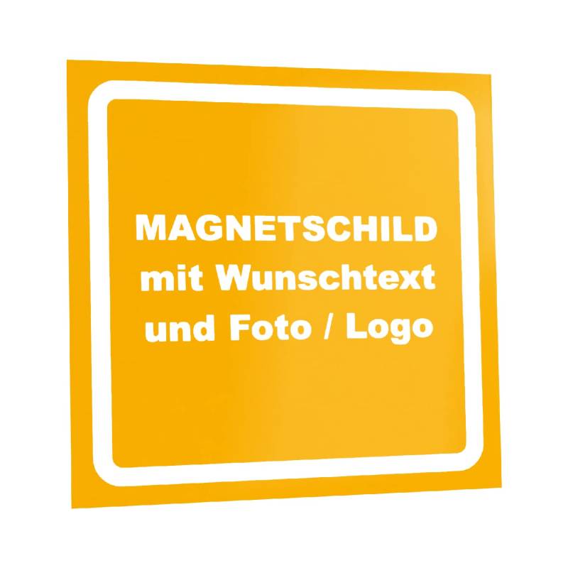 Kiwistar Magnetschild - mit Wunschtext und Foto individuell Bedruckt - Werbung für Firma Büro personalisiert für Auto, KfZ LKW (gelb, 40x40 cm) von Kiwistar