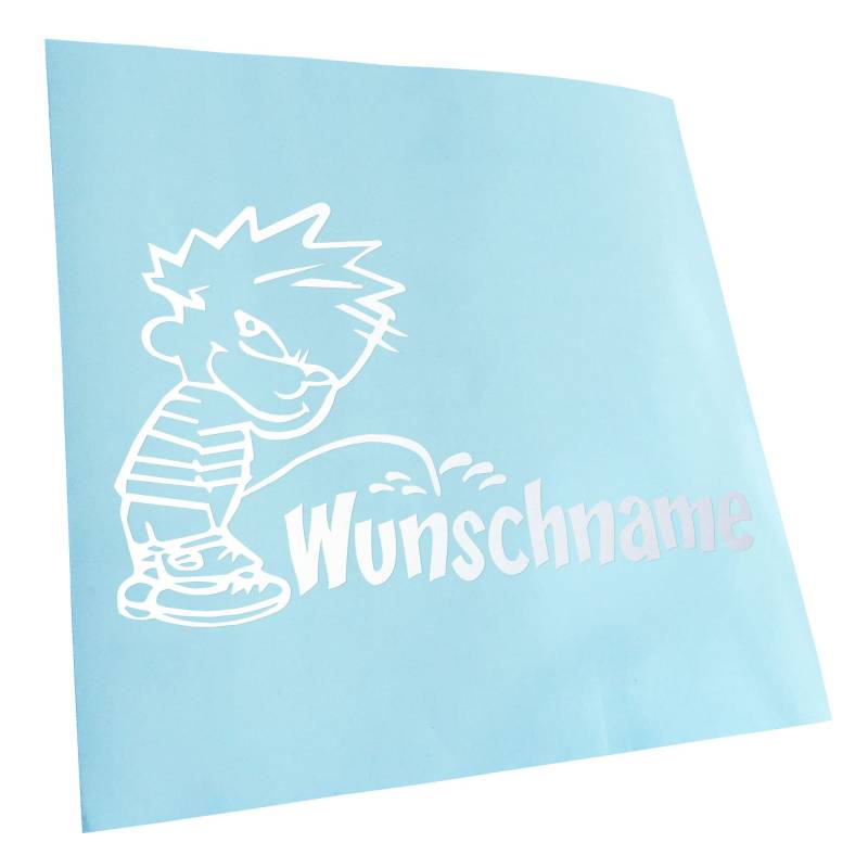 Kiwistar - Autoaufkleber - Aufkleber Piss on Wunschname 24x15 cm - Mattweiss - Pissmännchen, Laptop, Fahrrad, LKW, Motorrad Mehrfarbig JDM Decal Racing von Kiwi