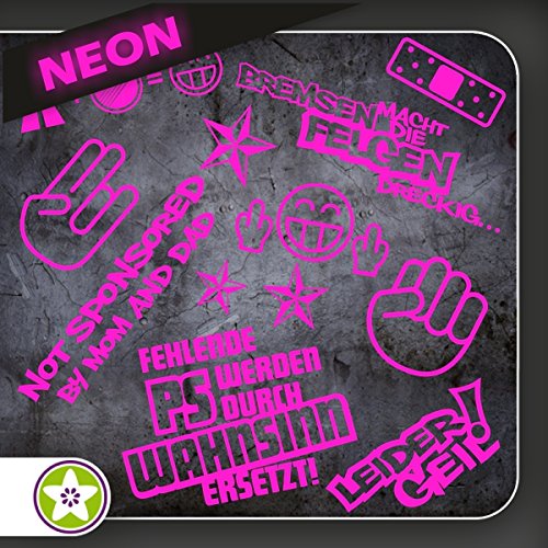 Kiwistar Sticker Bomb Set 01 - Bogengröße: A4 Bremsen…Felgen…, Shockerhand, Autobahnfreak, Fehlende PS…, Leider Geil Auswahl Sammlung Aufkleber Scheibe Tuning Decal von Kiwistar