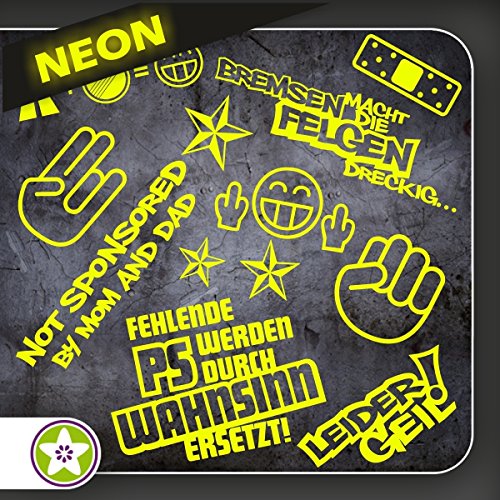 Kiwistar Sticker Set 01 - Bogengröße: A3 Bremsen…Felgen…, Shockerhand, Autobahnfreak, Fehlende PS…, Leider Geil... von Kiwistar