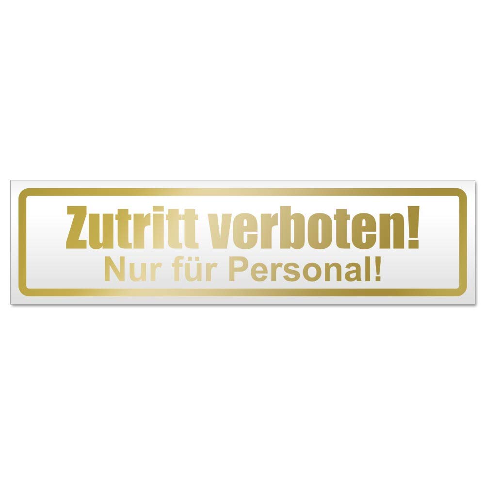 Kiwistar Zutritt verboten nur Personal Magnetschild Schild magnetisch - 20cm Gold - Magnetfolie für Auto PKW Kfz von Kiwistar