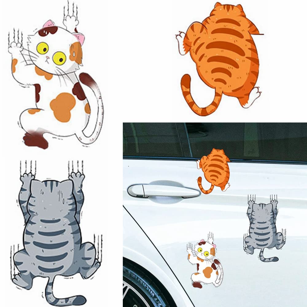 Kiwochy 3 Stück Autoaufkleber Lustige Katze 3D Cartoon Tier Katze Sticker Lustiger Stoßfänger Aufkleber PVC Cat Aufkleber Car Sticker Auto Wasserfeste Autoaufkleber für Auto Roller Motorrad Laptop von Kiwochy