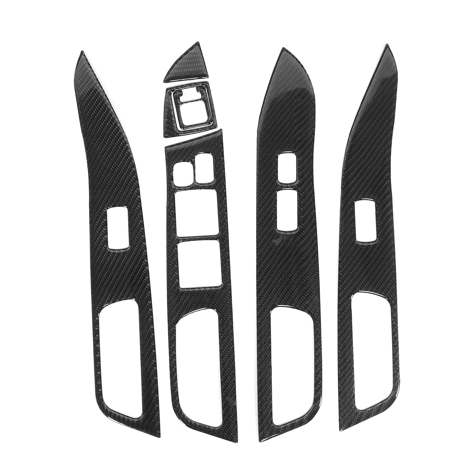 Klanata 7-teiliges Kohlefaser-Fensterschalter-Abdeckungs-Set für Lancer 2008–2016, Links-/Rechtsfahrt, UV-beständige Glas-Hebetafel-Dekorverkleidung (LHD) von Klanata