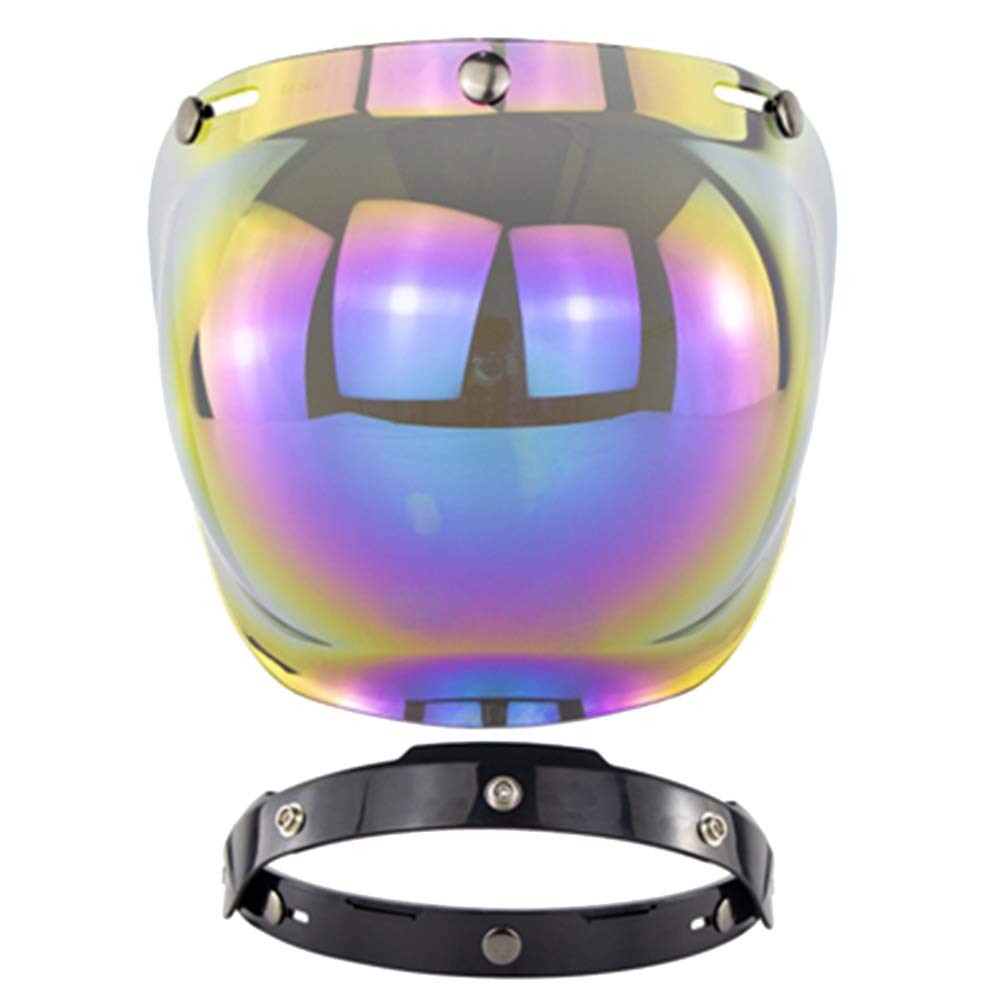 Klanata Bubble Visor Shield, Zubehör für offene Motorradhelme, universelle Passform für Fahrräder und Motorräder (Regenbogen) von Klanata