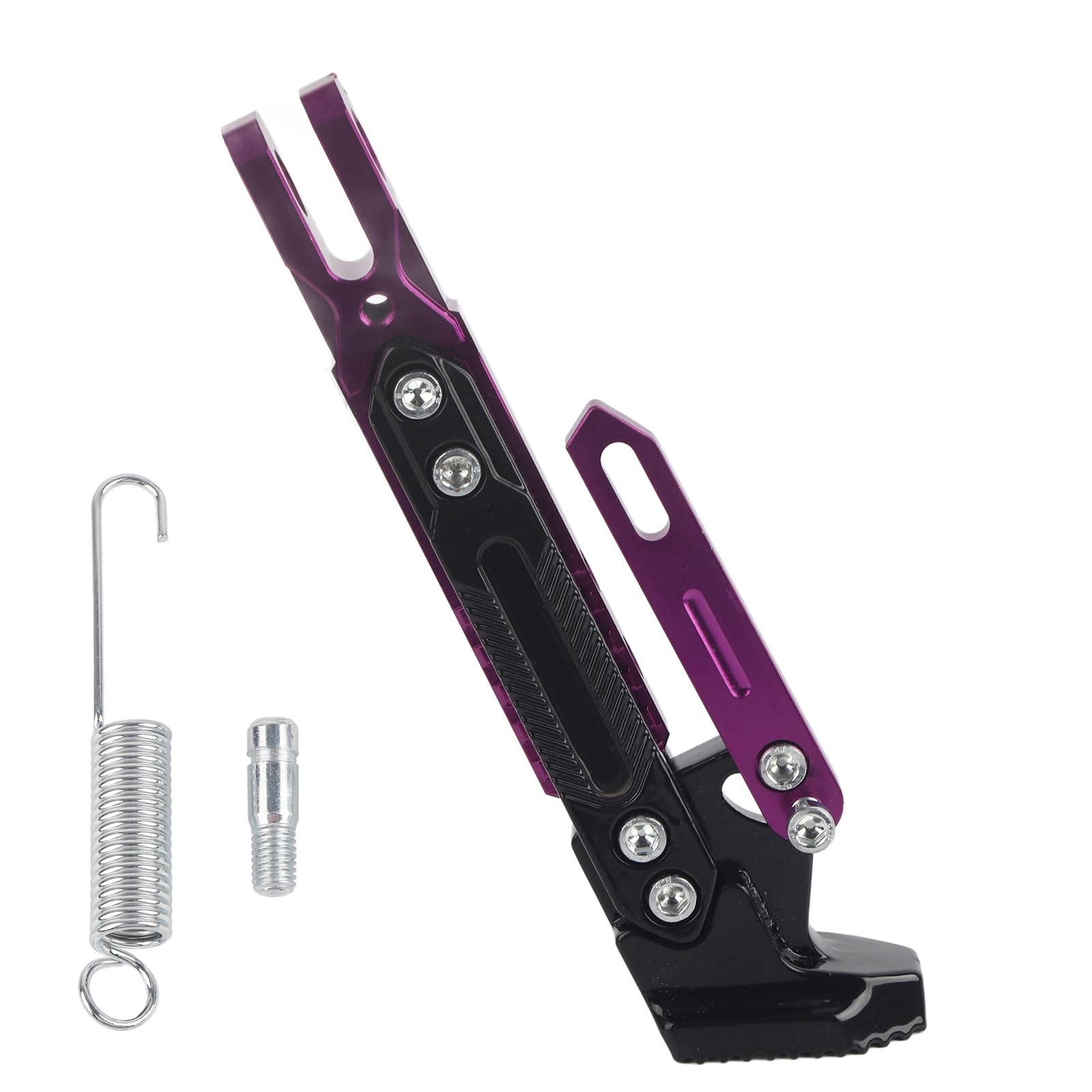 Klanata CNC-Aluminiumlegierung, Verstellbarer Motorrad-Ständer, Fuß-Seitenständer, Stativhalter, universell passend für die meisten Motorradmodelle (Purple) von Klanata