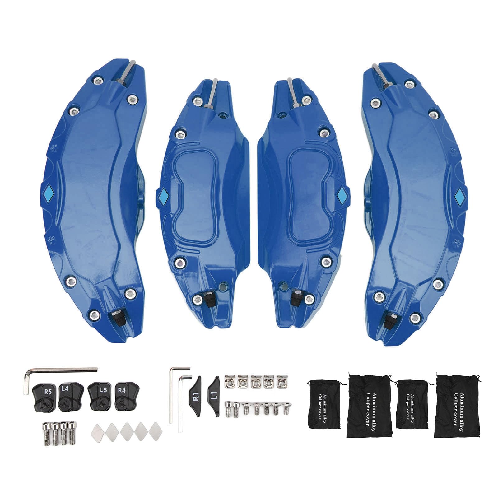 Klanata-Set mit 4 Bremssattelabdeckungen aus Aluminiumlegierung, 19-20-Zoll-Räder, verbessert die Ästhetik und den Schutz des Bremssattels (Blue) von Klanata