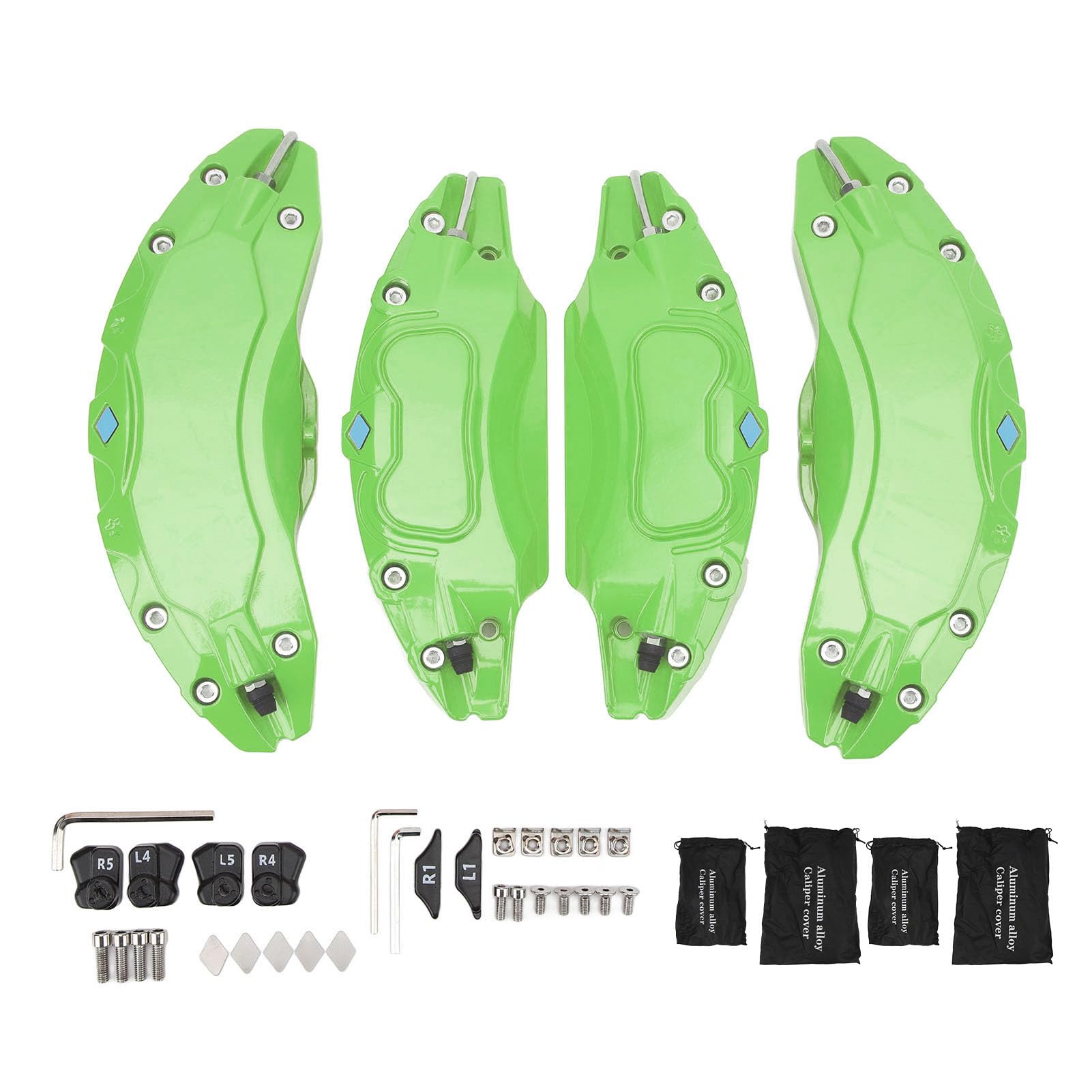 Klanata-Set mit 4 Bremssattelabdeckungen aus Aluminiumlegierung, 19-20-Zoll-Räder, verbessert die Ästhetik und den Schutz des Bremssattels (Green) von Klanata