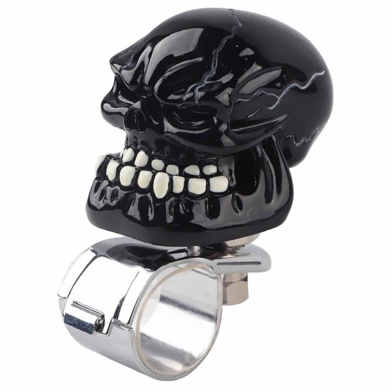 Klanata Skull Design Spinner Suicide Power Handle, universeller schwarzer Lenkradknopf für Autos, LKWs, Boote und Traktoren (Black) von Klanata