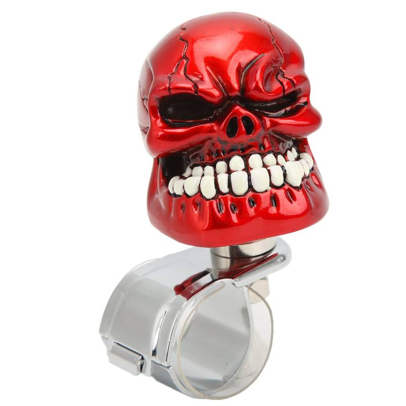 Klanata Skull Design Spinner Suicide Power Handle, universeller schwarzer Lenkradknopf für Autos, LKWs, Boote und Traktoren (Red) von Klanata