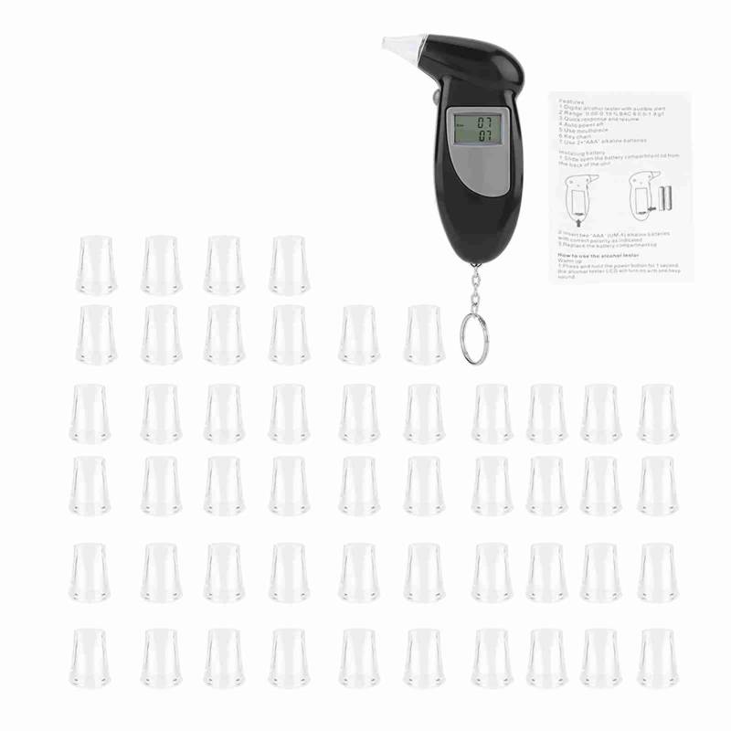 Klanata Tragbarer digitaler LCD-Alkoholtester mit Schlüsselanhänger-Atemanalysator, für den persönlichen oder professionellen Gebrauch (Viene Con 50 boquillas de respiración.) von Klanata