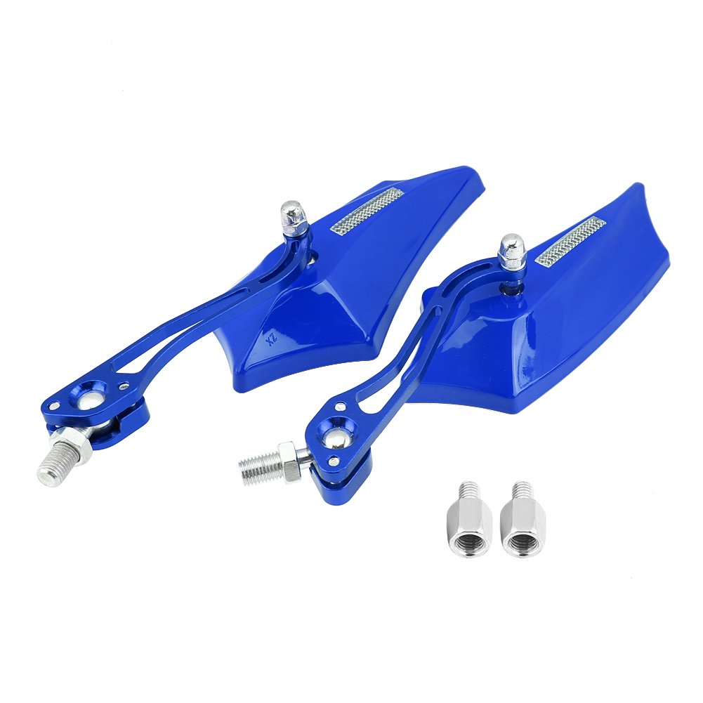 Klanata Universal Motorrad-Rückspiegel, Paar, verstellbare Aluminiumspiegel mit 10 mm und 8 mm Stielen (Blue) von Klanata