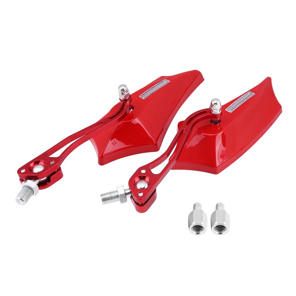 Klanata Universal Motorrad-Rückspiegel, Paar, verstellbare Aluminiumspiegel mit 10 mm und 8 mm Stielen (Red) von Klanata