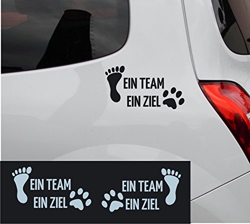 kleb-drauf® - 2 EIN Team EIN Ziel/Schwarz - matt - Aufkleber zur Dekoration von Autos, Motorrädern und Allen Anderen glatten Oberflächen im Außenbereich; aus 19 Farben wählbar; in matt oder glänzend von kleb-drauf