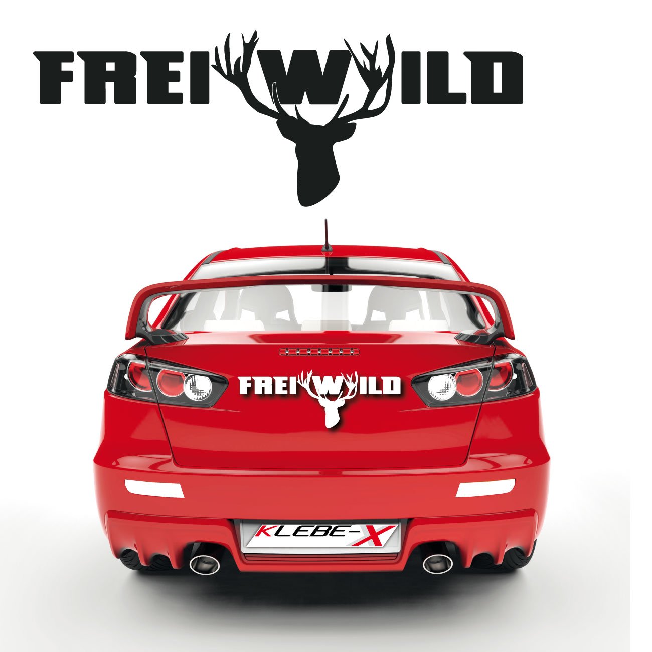 Frei Wild Schriftzug Tattoo für das Auto Hirsch Aufkleber Sprüche Coole Sticker Fahrzeug Design |KB364 von Klebe-X