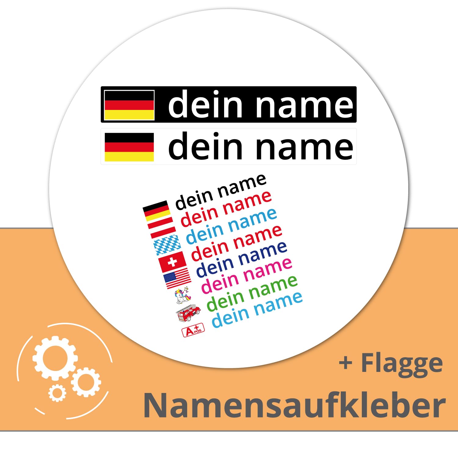 Klebe-X Namensaufkleber - nach Wunsch selbst gestalten Wunschname + Flagge alle Größen und Länder Namen Aufkleber - wetterfest personalisierte Aufkleber Fahrer/Beifahrer | XXL Konfigurator von Klebe-X