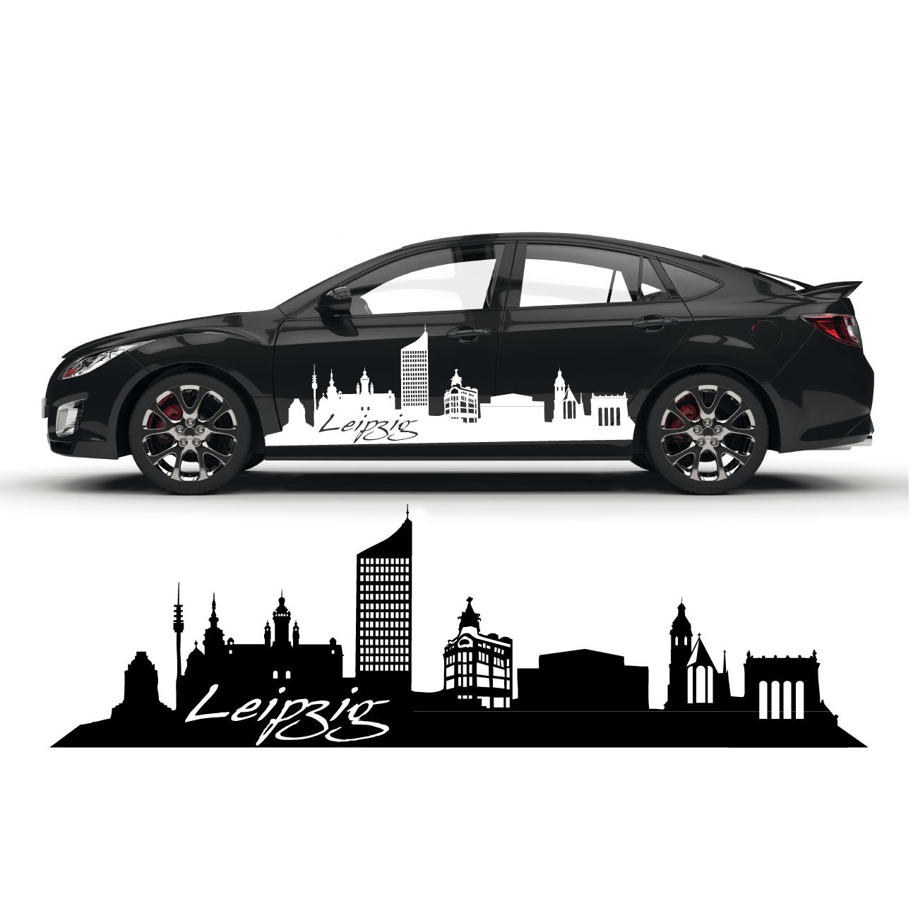 Leipzig Völkerschlachtdenkmal Silhouette Deutschland Stadt Skyline Aufkleber Auto Tattoo |SKD027 von Klebe-X