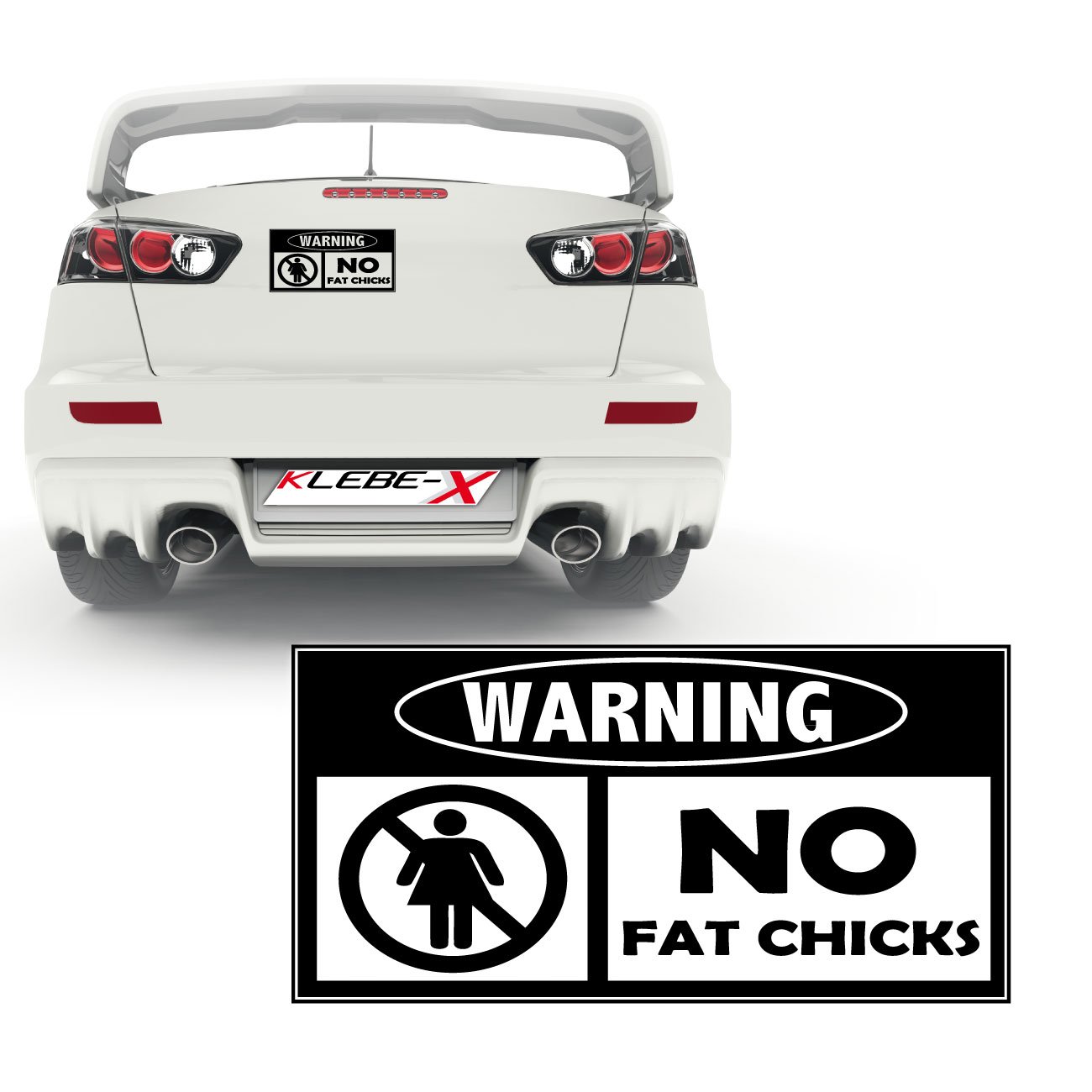 No Fat Chicks Tuning Sticker Aufkleber Warning Motiv Dicker Frauen verboten Car Tattoo Autoaufkleber |KB807 von Klebe-X