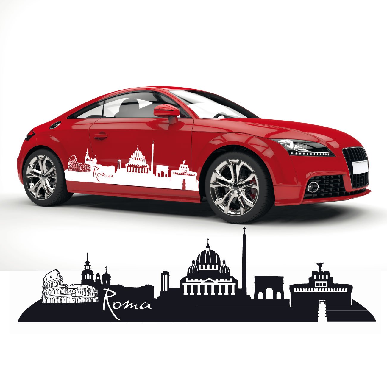 Roma Skyline Italien Hauptstadt Rom Silhouette Colloseum Aufkleber Autotattoo Sticker |SKI001 von Klebe-X