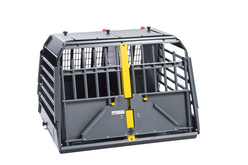 Hunde Transportbox VarioCage M Doppelbox, Kleinmetall, für kleine bis mittlere Hunde im Auto von Kleinmetall