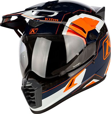 Klim Krios Pro Rally, Integralhelm - Dunkelblau/Schwarz/Weiß/Orange - 3XL von Klim