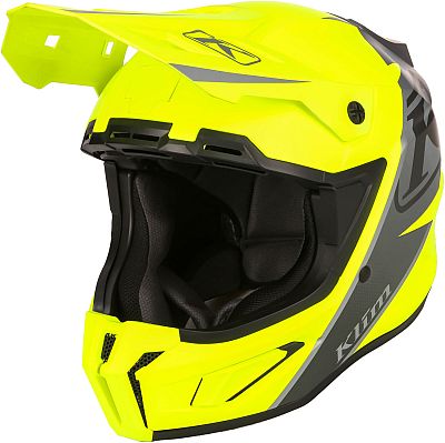 Klim T1 Freeride Descent, Motocrosshelm - Matt Neon-Gelb/Silber - XL von Klim