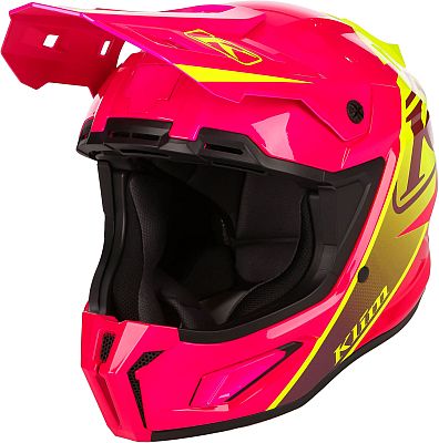 Klim T1 Freeride Descent, Motocrosshelm - Neon-Pink/Neon-Gelb - XL von Klim