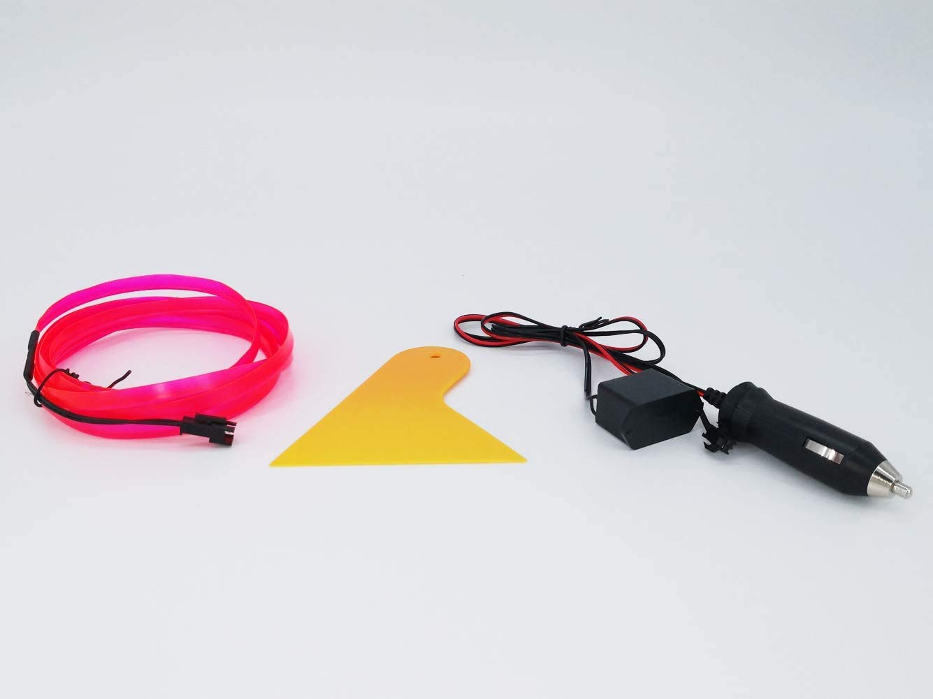 Kmruazre EL Draht Seil Lichter Car Kit Neonlichter Unter Armaturenbrett Beleuchtungsset Für Autoinnen Beleuchtung Verbessertes One-Line-Design (5m/16ft,Rosa) von Kmruazre