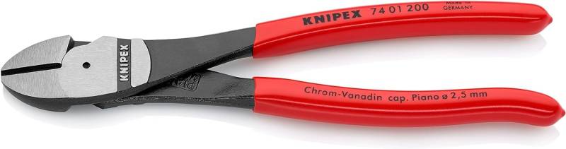 Knipex Kraft-Seitenschneider schwarz atramentiert, mit Kunststoff überzogen 200 mm (SB-Karte/Blister) 74 01 200 SB von Knipex