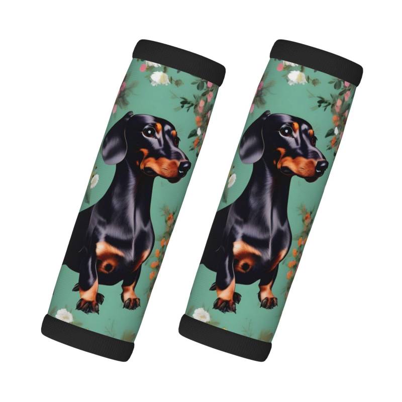 Dachshund Florals Neopren-Gepäckgriff für Koffer, Identifikator, Gepäckhersteller, Abdeckungen, Reisezubehör von KoNsev