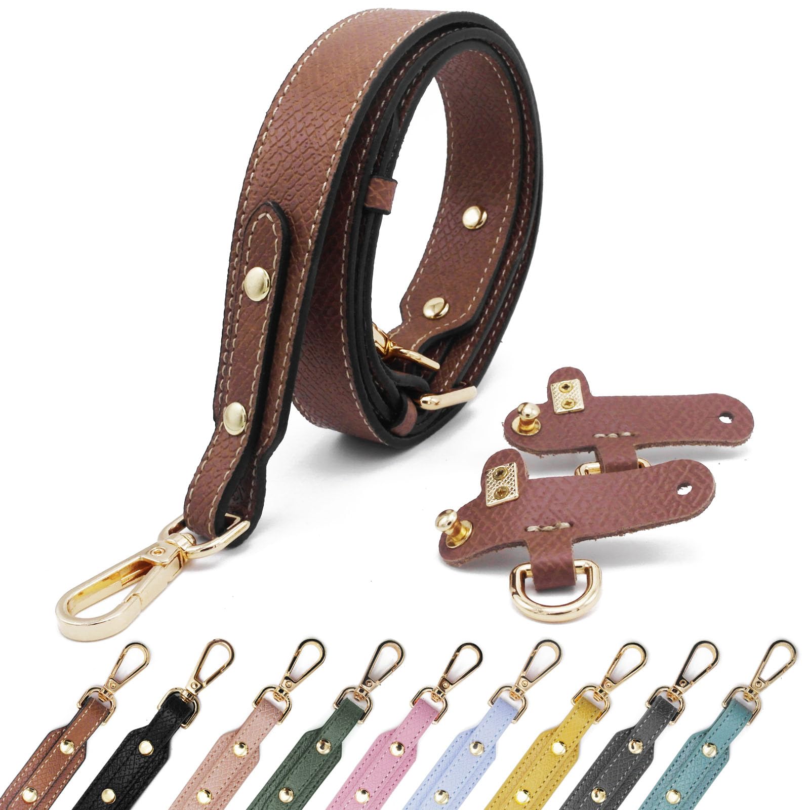 Pelle PU B Ledertaschenriemen Taschengurte für Kleine Taschen Leder Schulterriemen Tragegurte Tragegurt für Longchamp Goldener Hardware Bag Strap braun von Kocris Casa