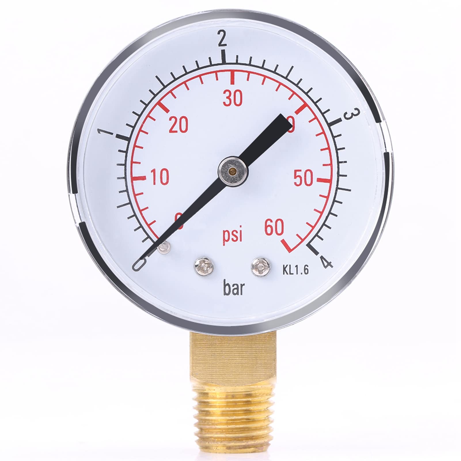 Koieam Mini-Manometer mit doppelter Skala für Luft, Wasser, Öl, 0–4 bar, 0–60 psi NPT, tragbares Messwerkzeug für Auto, LKW von Koieam