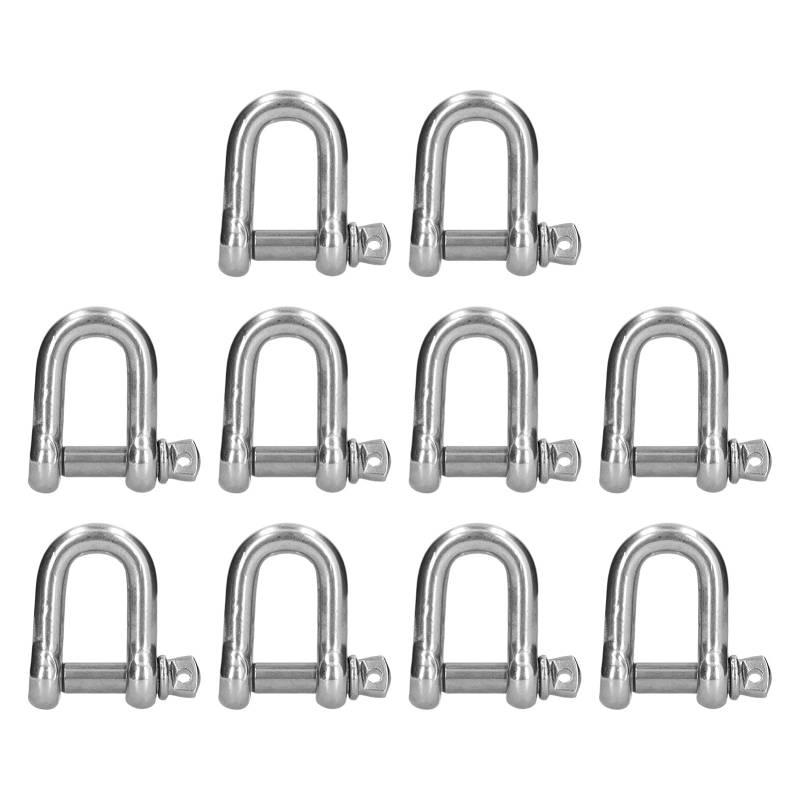 Koieam Schäkel, D-Ring-Ankerschäkel 304 Edelstahl Schraubstift Kettenverbinder Marine Land Hebewerkzeug (10 Stück M8) von Koieam